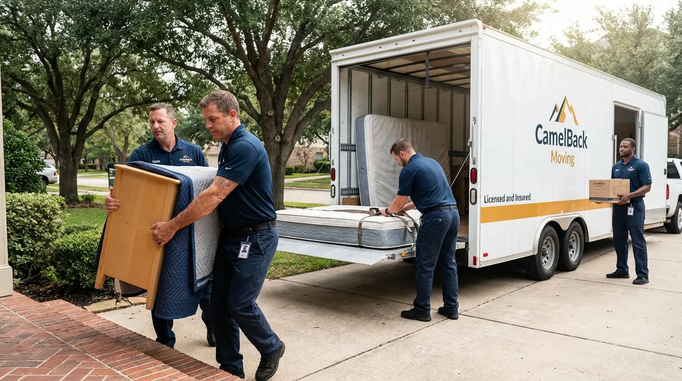 Crew loading residential truck for cross-state move from Oley, PA
