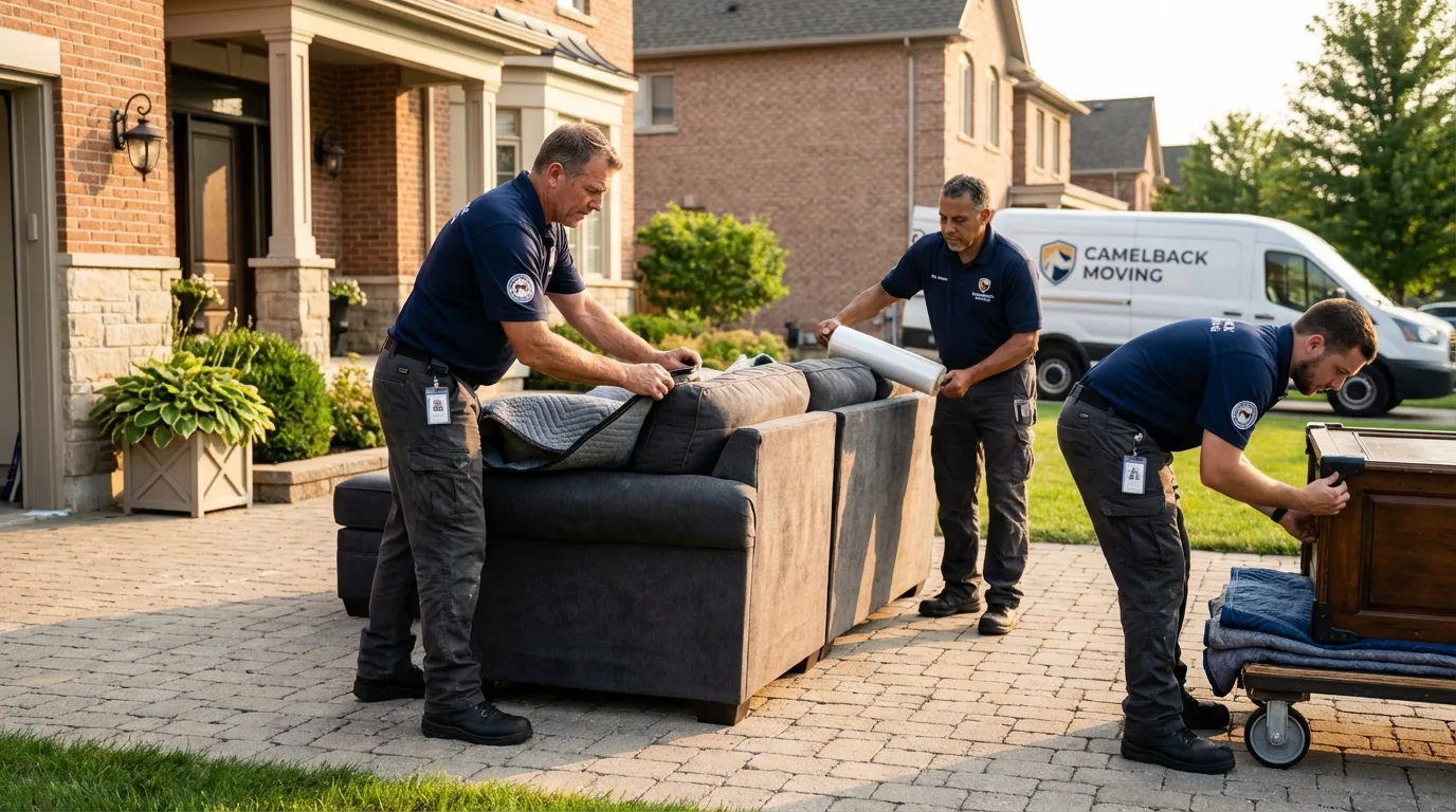 Large estate moving crew wrapping furniture in Oley, PA