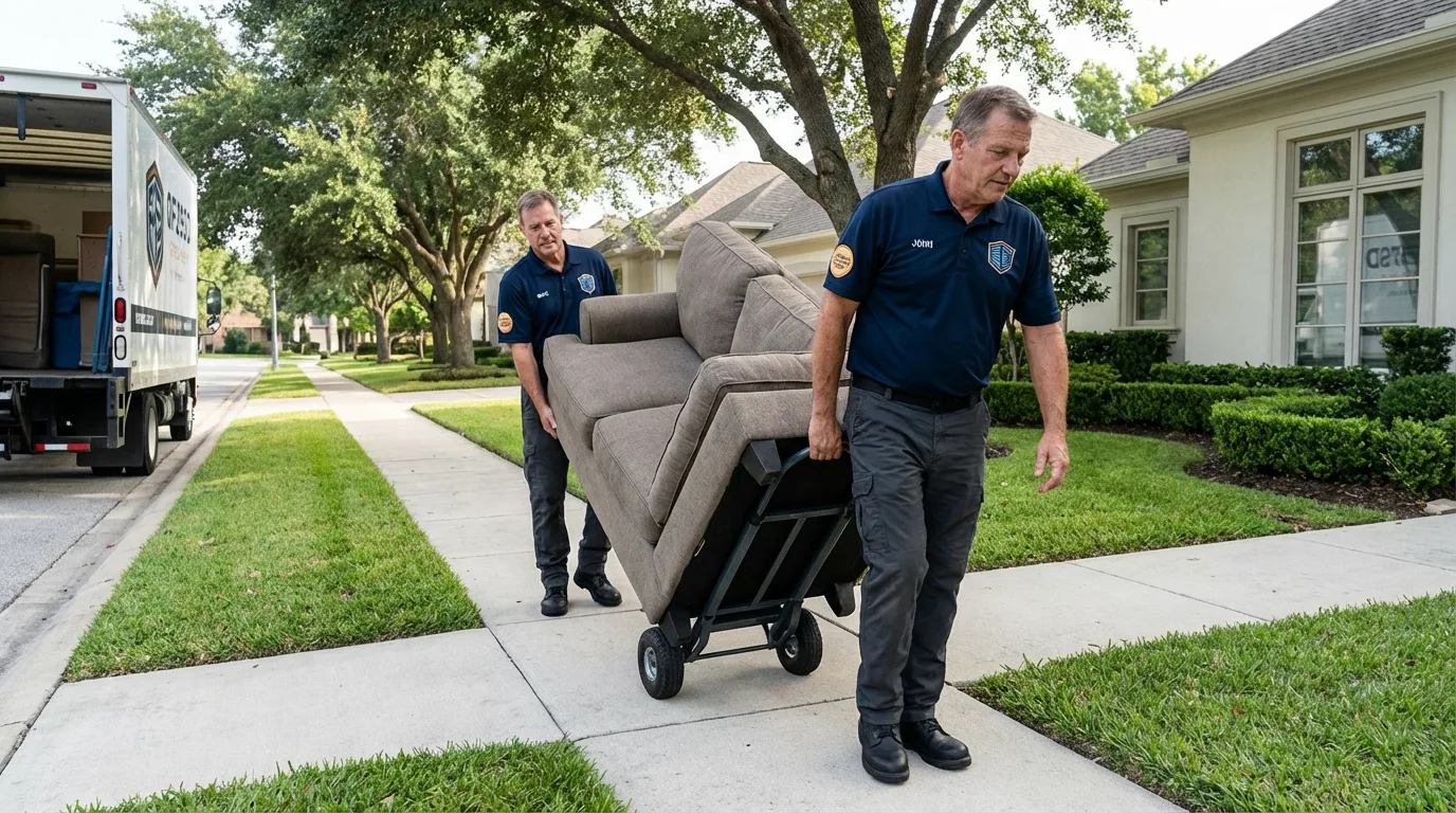 Local residential moving crew loading furniture in Oley, PA